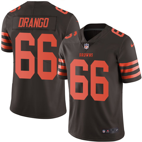 Men's Elite Spencer Drango Nike Jersey Brown - #66 Rush NFL Cleveland Browns